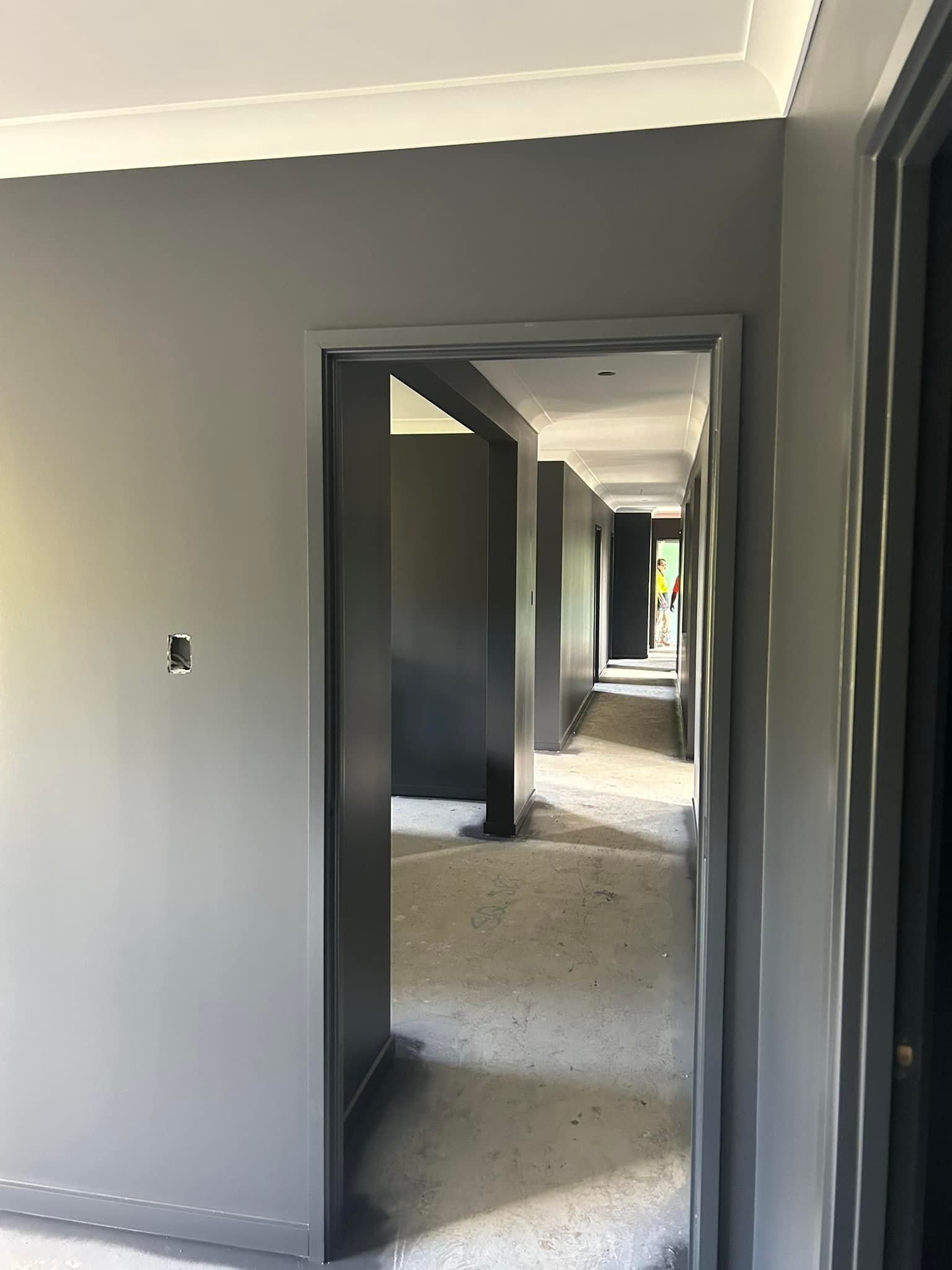 Gray Hallway With Dark Gray Door Frames — Allman's Painting in Nambour, QLD