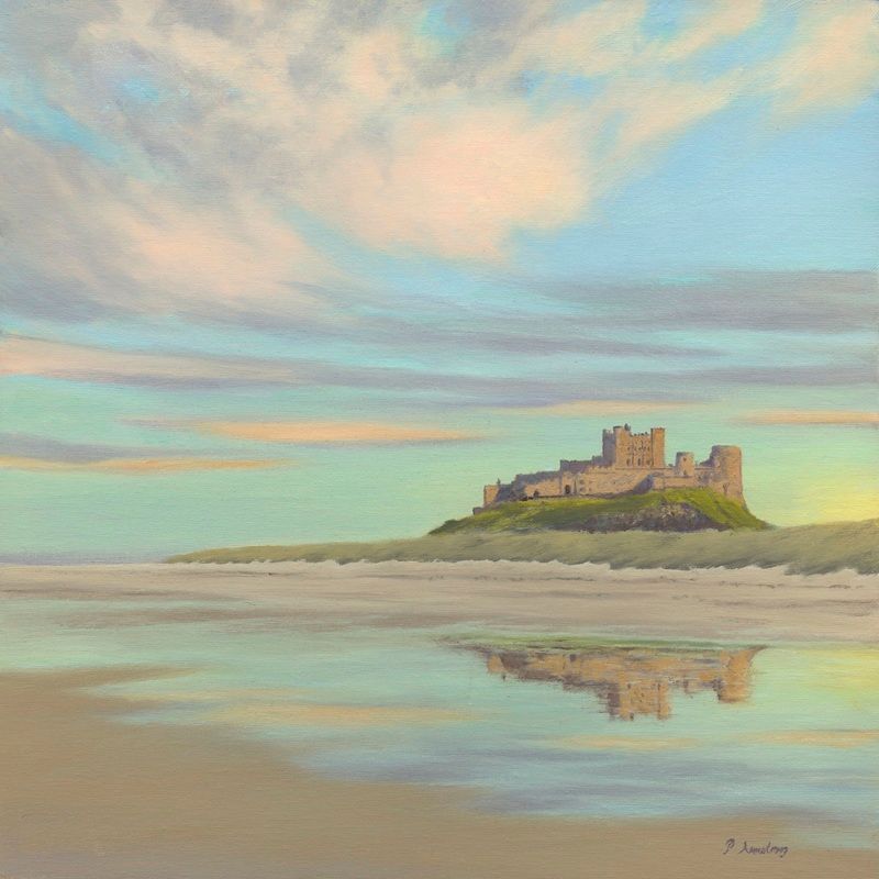 Painting of Bamburgh Castle in Northumberland