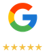 Google logo above five gold stars rating