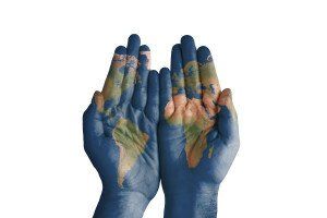 hands painted like the earth