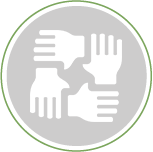 square made out of hands holding wrists icon