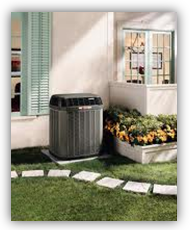 Air conditioning unit outside a house.