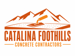 Catalina Foothills Concrete Contractors logo with orange mountain design, concrete trowel icon, and clean branding.