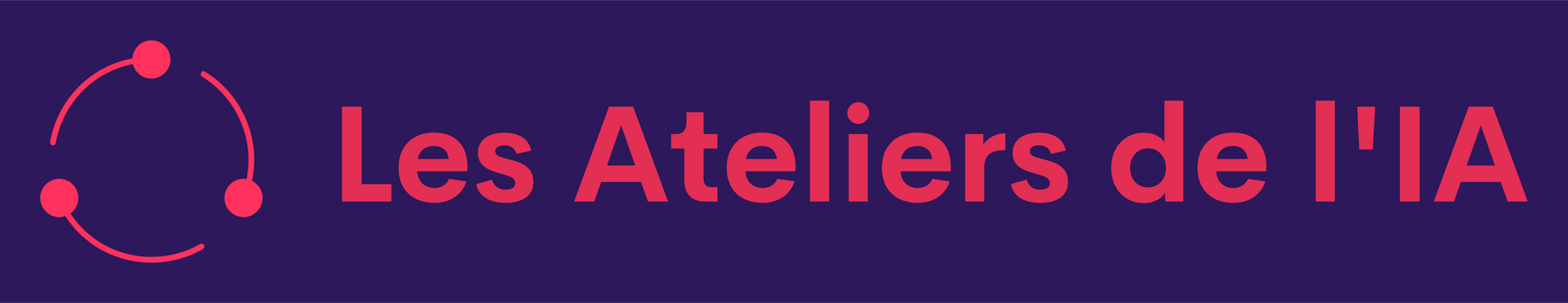 Logo rouge « Les Ateliers de l'IA » sur fond bleu-violet