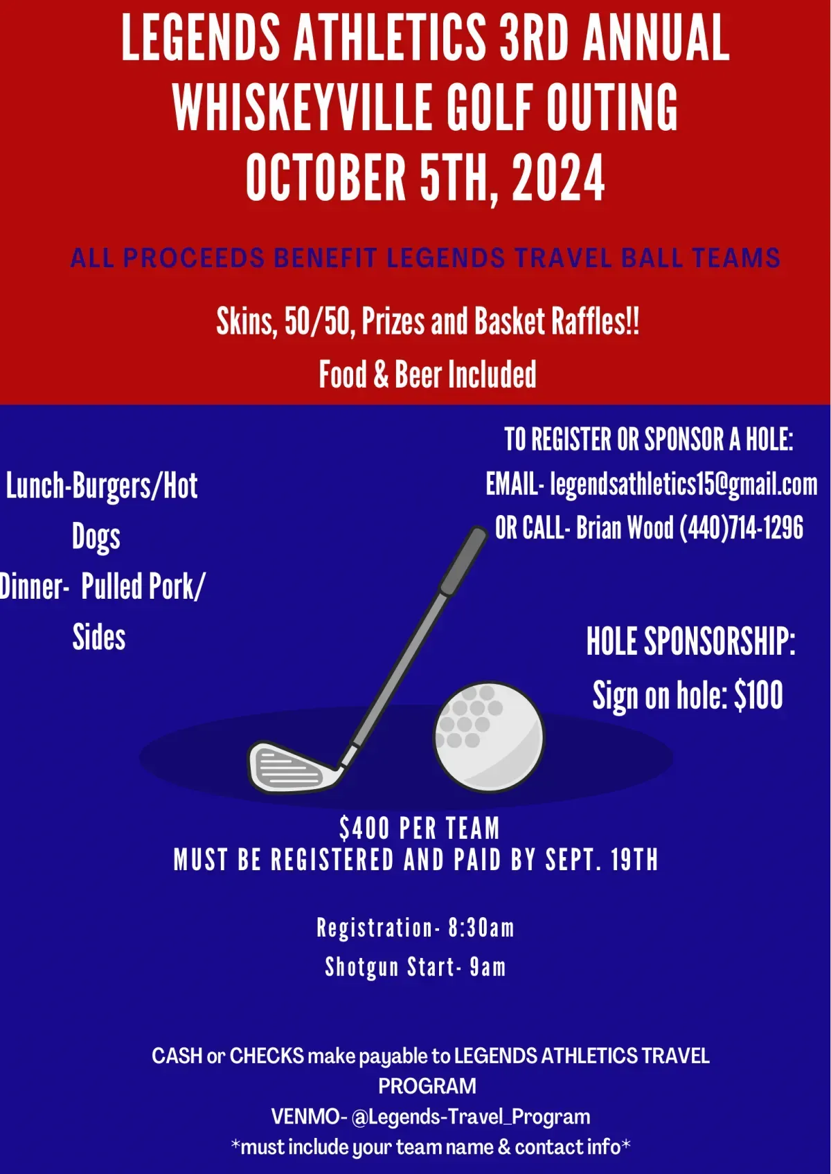 Legends Athletics fundraiser flyer