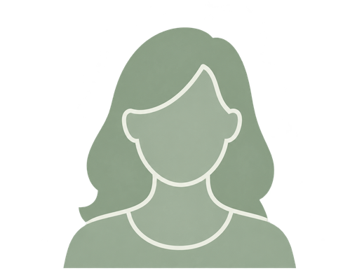 Simple green female avatar icon with shoulder-length hair