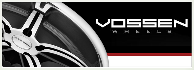 Vossen Wheels logo on a black banner with a close-up silver wheel rim | 106th Street Tire & Wheel