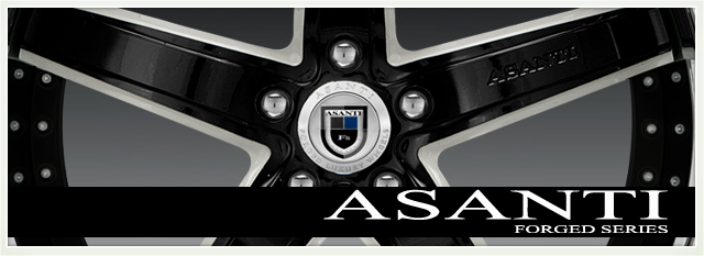 Black and silver Asanti car wheel rim with logo center | 106th Street Tire & Wheel