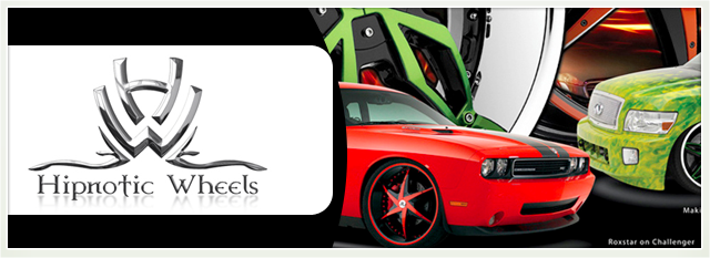 Hipnotic Wheels logo with custom sports cars in red, green, and orange on a black-and-white banner | 106th Street Tire & Wheel