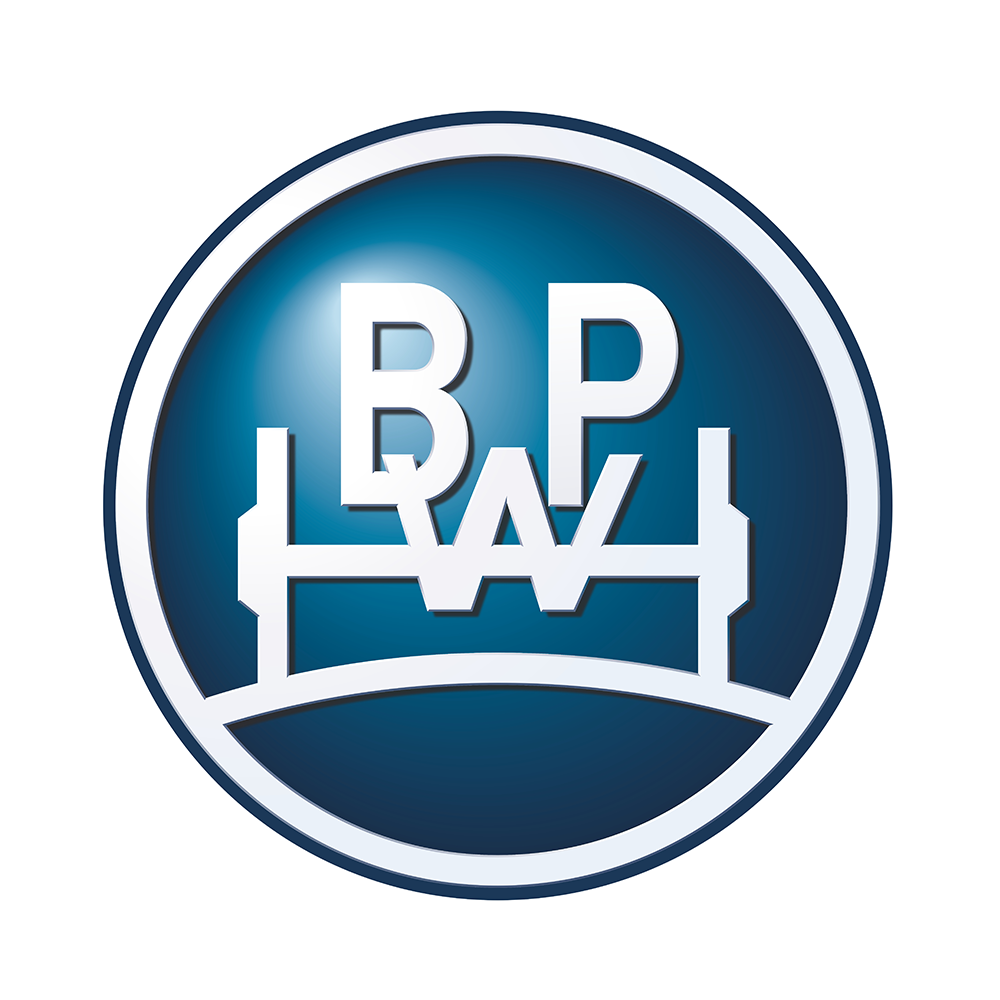 Logo circolare blu con la scritta bianca 