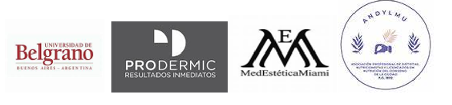 Logos of Universidad de Belgrano, Prodermic, MedEsteticaMiami, and AMOTLMS.