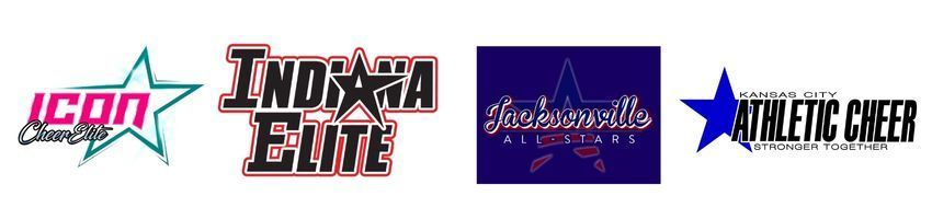 Four team logos on a white background, including ION, Indy Elite, and Athletic Edge