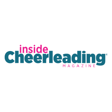Inside Cheerleading Magazine logo in teal and pink text on a white background