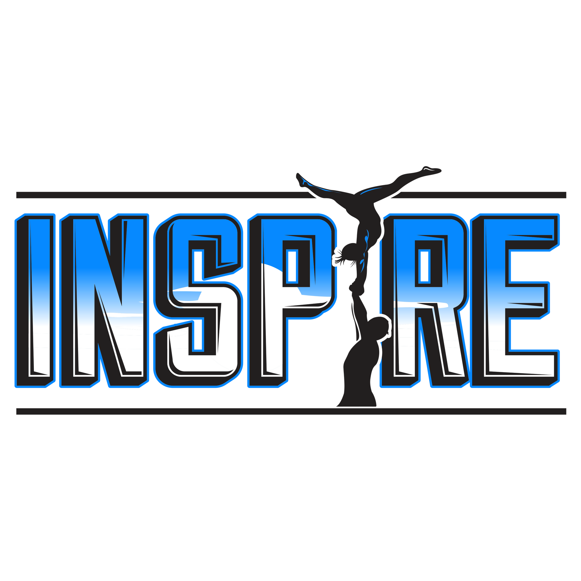 Blue and black “INSPIRE” logo with a person breaking through the letter I.