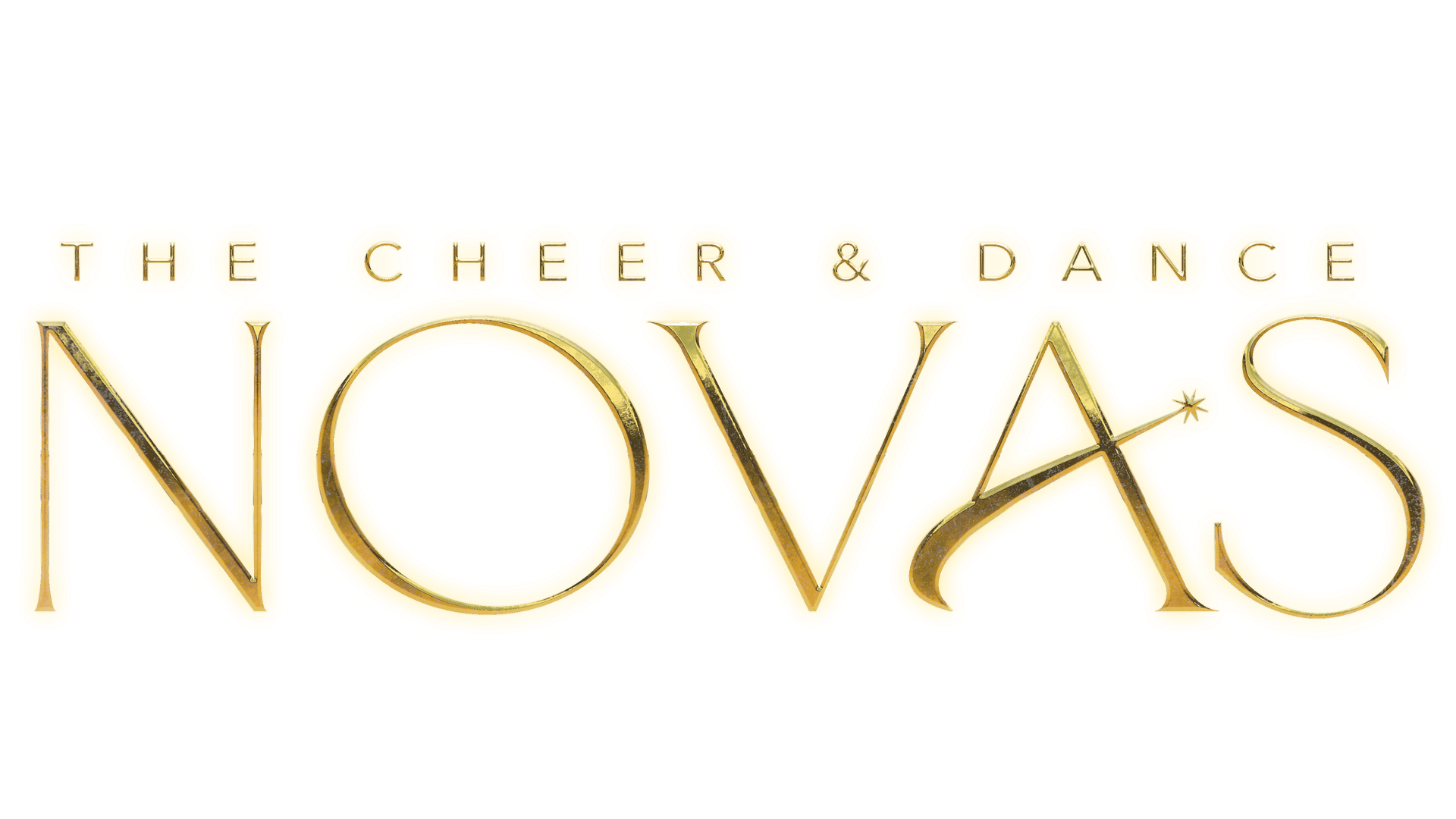 Gold logo reading “THE CHEER & DANCE NOVAS” on a white background