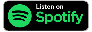 Listen on Spotify logo: green Spotify icon and text on a black background