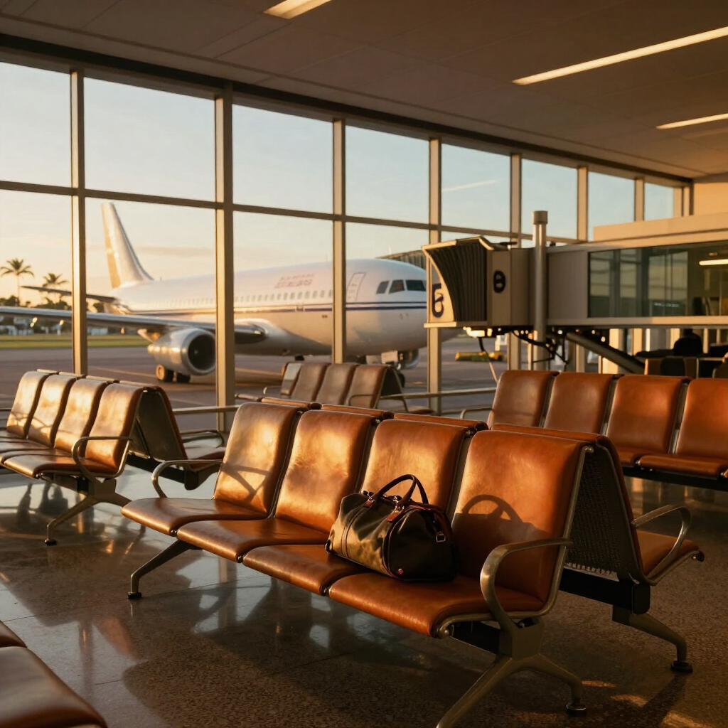 Mahalo Airlines escape room airport terminal with dramatic tension and a mysterious device