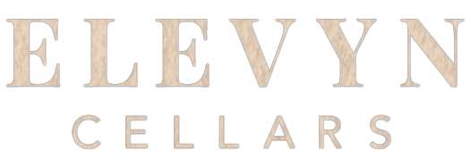 Elevyn Cellars logo in beige serif lettering on a white background