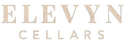 Elevyn Cellars logo in beige serif lettering on a white background