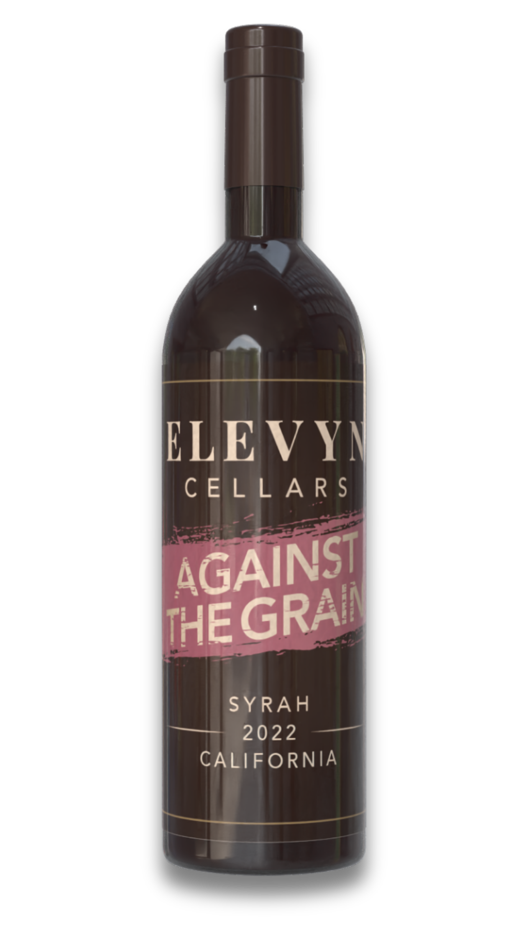 Bottle of ELEVY Cellars “Against the Grain” Syrah 2022 California wine on a white background