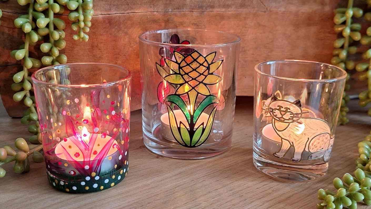 glasses decorated with glass paint