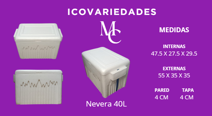 Anuncio de producto en color morado para una nevera portátil de 3 litros