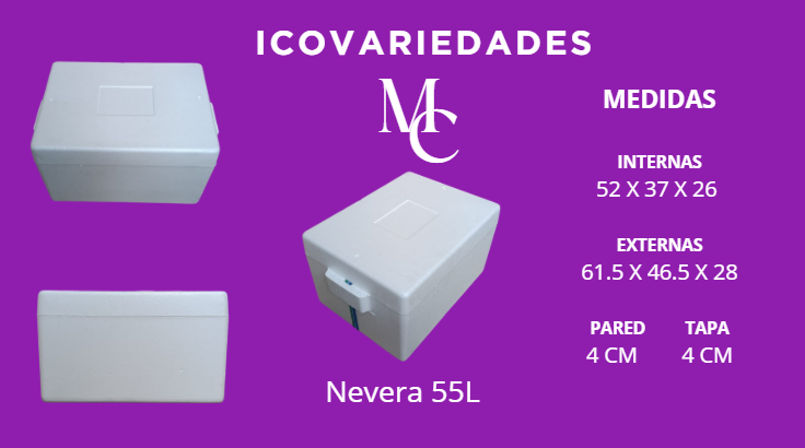 Anuncio de producto en color morado para una nevera portátil de 3 litros