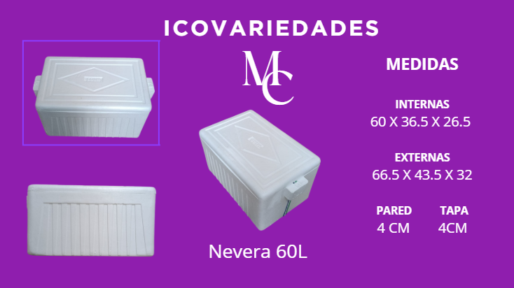 Anuncio de producto en color morado para una nevera portátil de 3 litros
