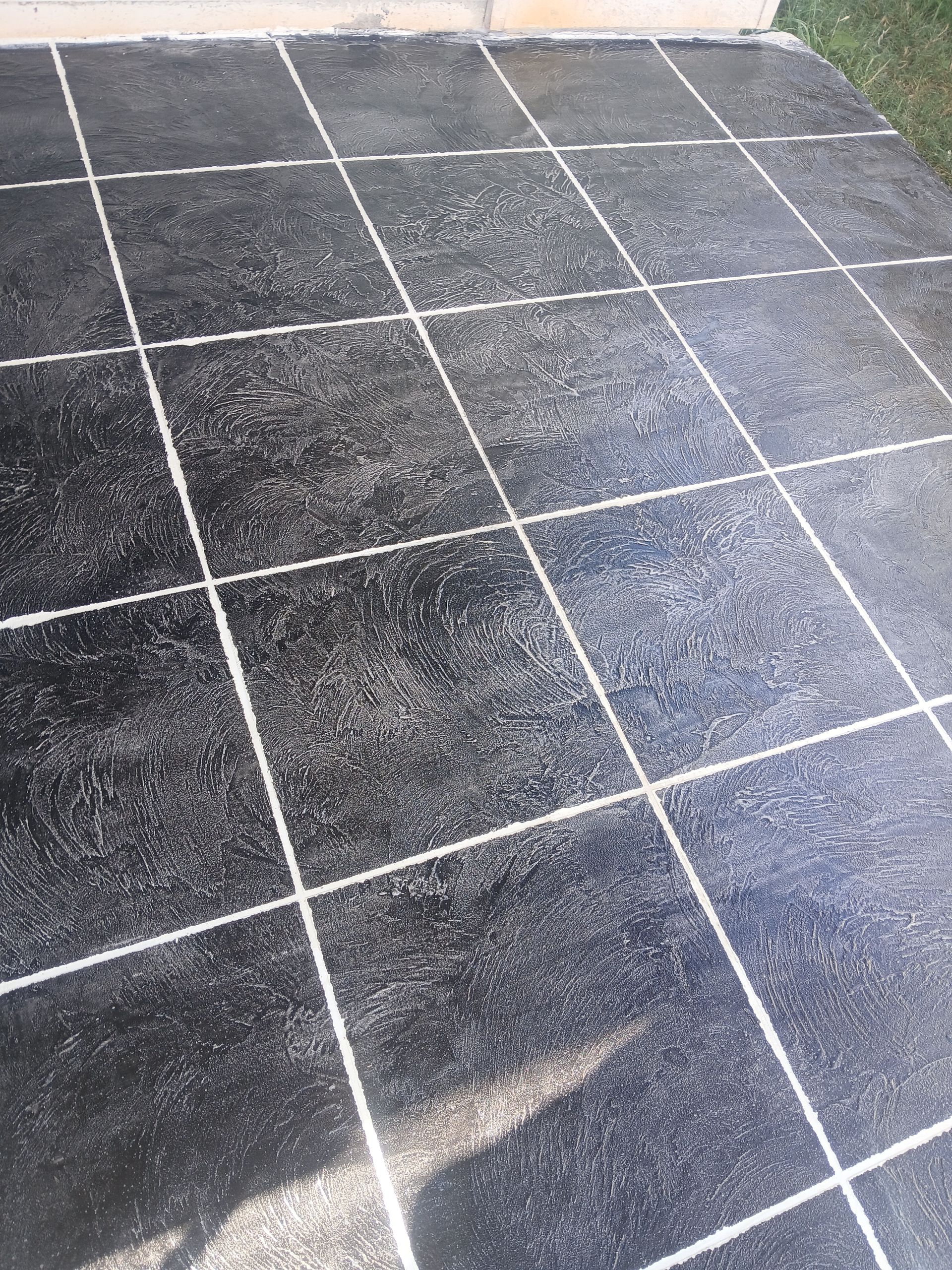 Traverstine Concrete finish — Troys Concrete Overlays in Hillcrest, QLD