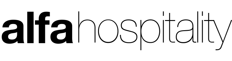 Home Alfa hospitality logo in black and thin gray font.