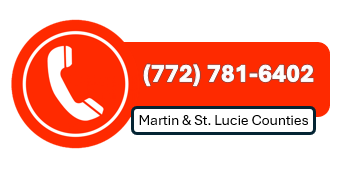Orange graphic with white phone icon and phone number (772) 781-6402 for Martin & St. Lucie Counties.