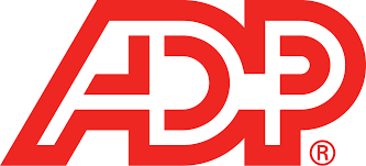 A logo for ADP with big red text.