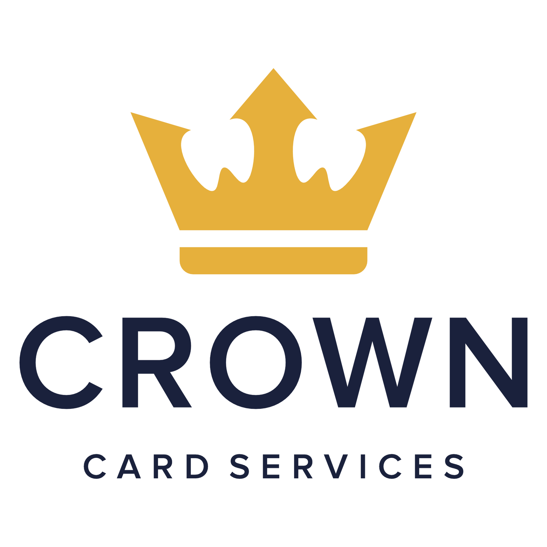 A logo for Crown Card Services with a gold crown and dark text.