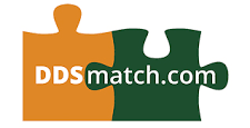 A logo for DDS Match with orange and green puzzle pieces.