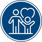 A man and a child are hugging each other with a heart in the middle.