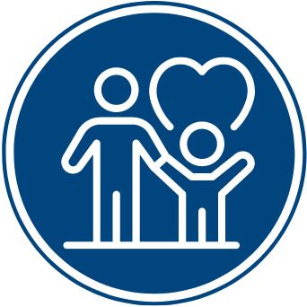 A man and a child are hugging each other with a heart in the middle.