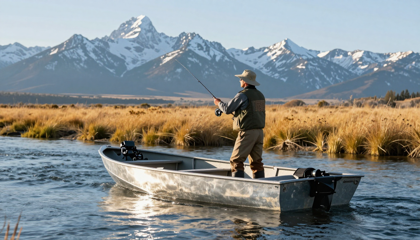 Fly fishing from a drift boat