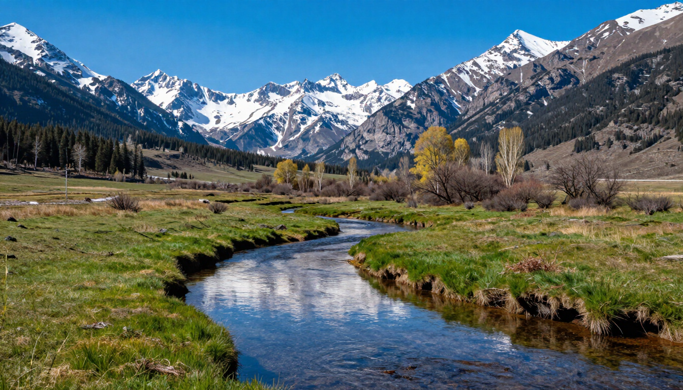 A crystal clear spring creek meandering through Paradise Valley Montana