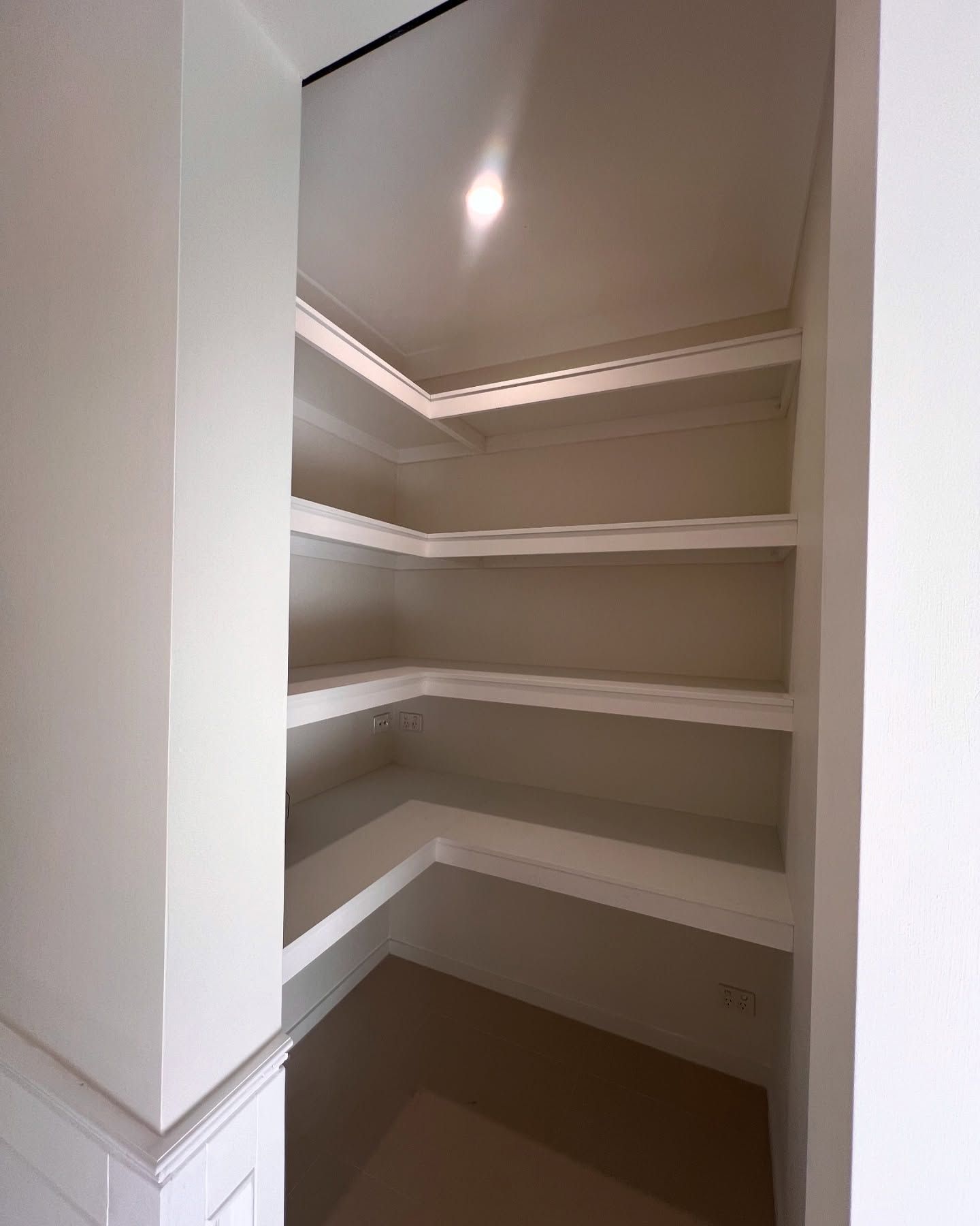 Corner Closet With White Built-in Shelves — Sunny State Carpentry and Joinery In Hope Island, QLD