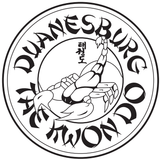 A black and white logo for duanesburg taekwondo