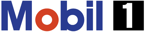 A blue red and black logo for mobil 1