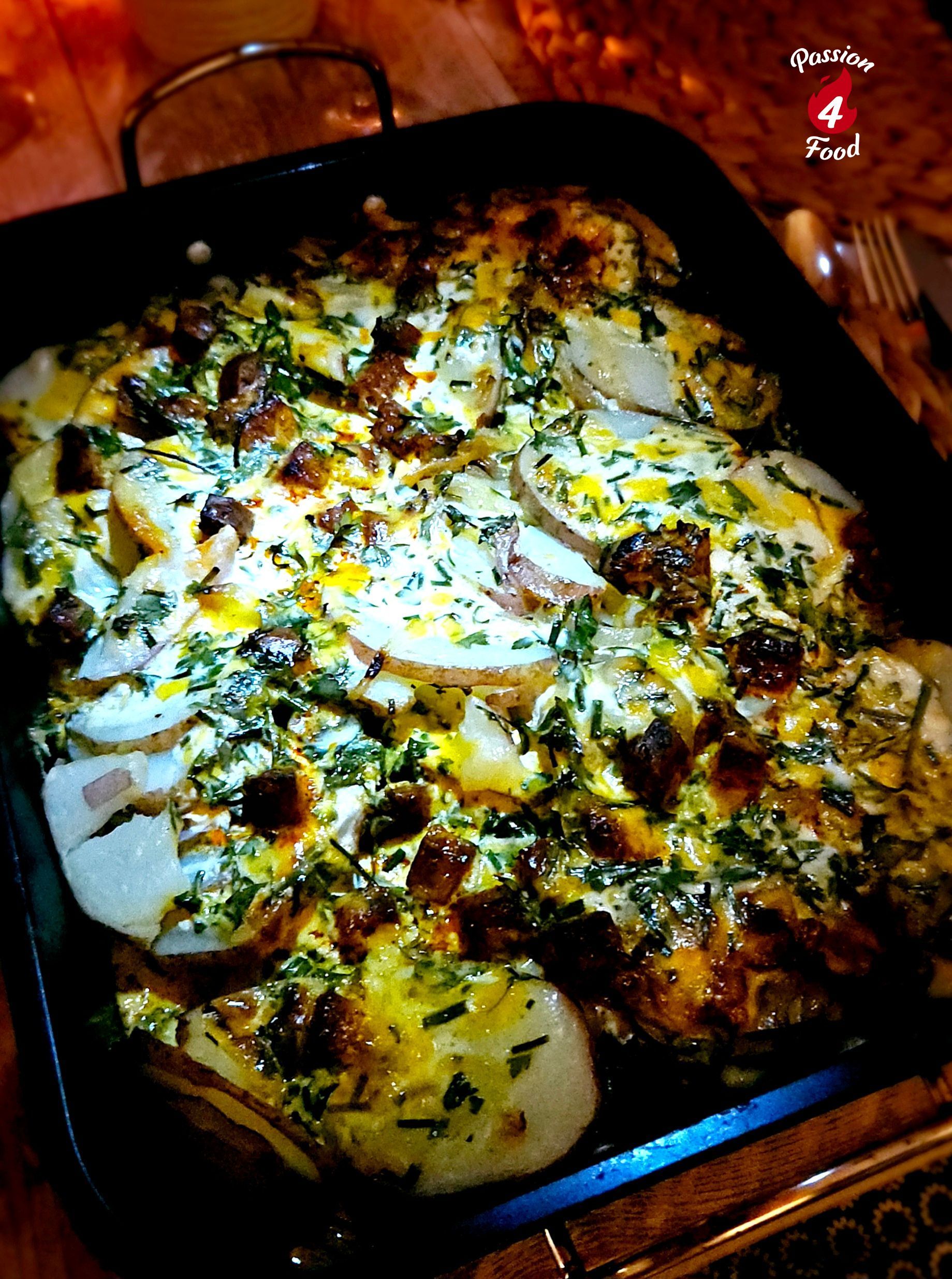 Aardappelschotel met chorizo
