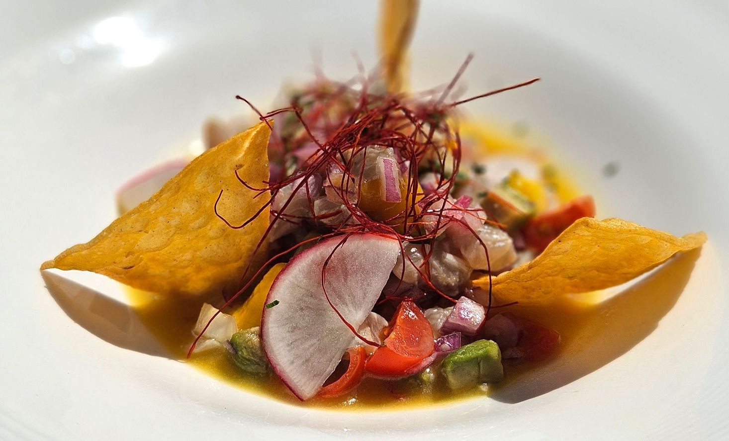 Ceviche van zeebaars en mango
