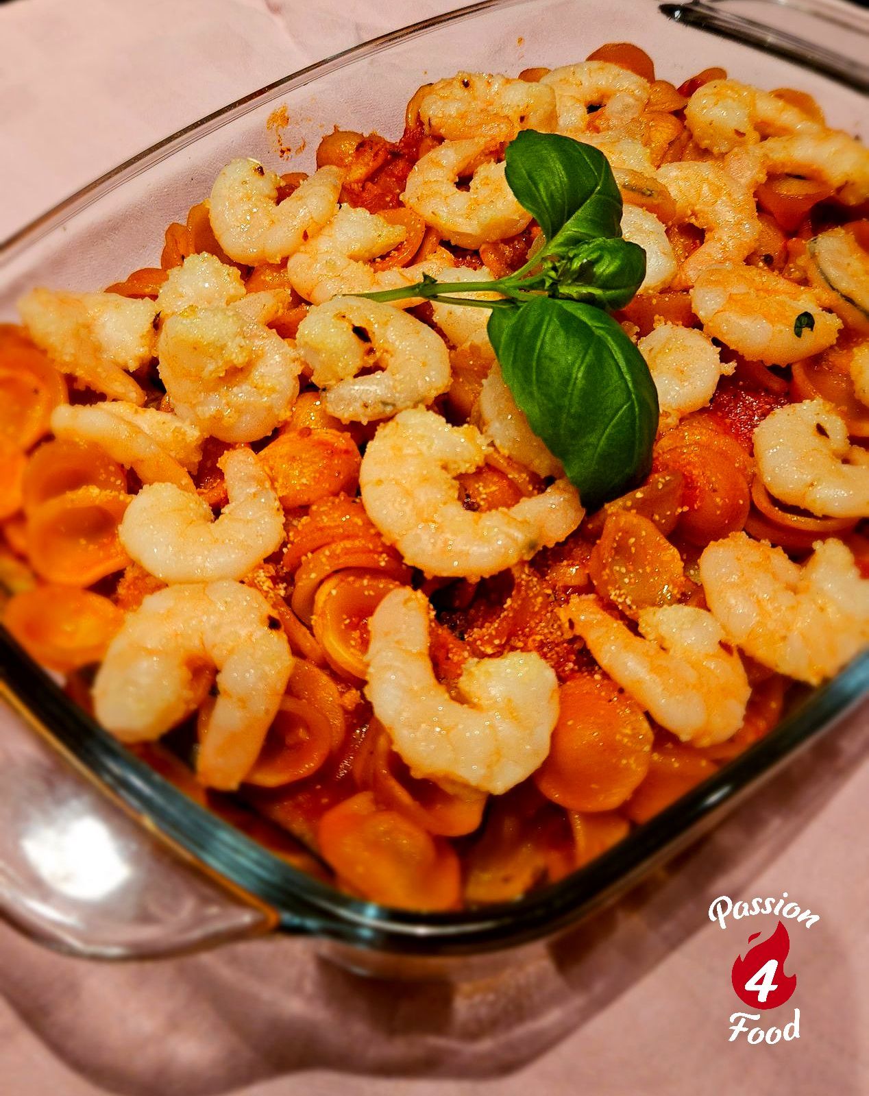 Orecchiette met gegrilde groenten en garnalen