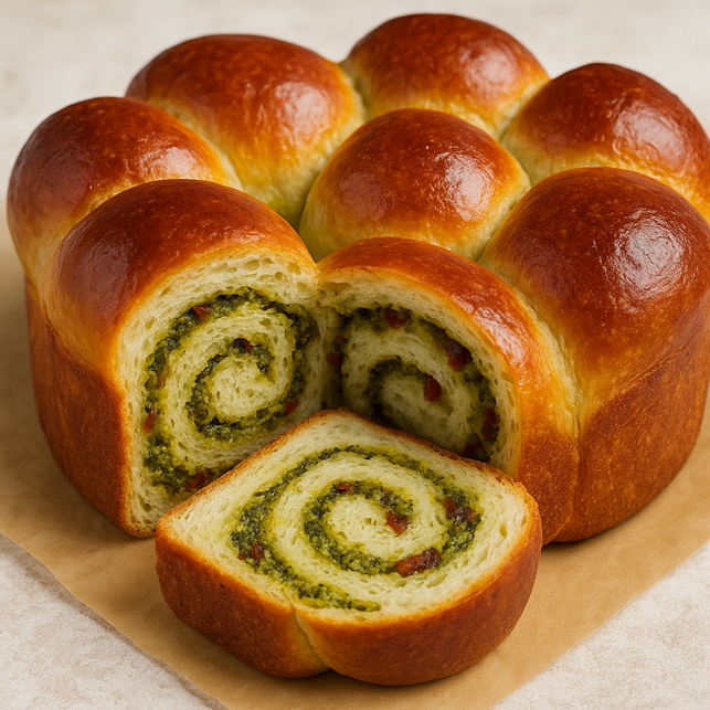 brioche met pesto-tomaatvulling