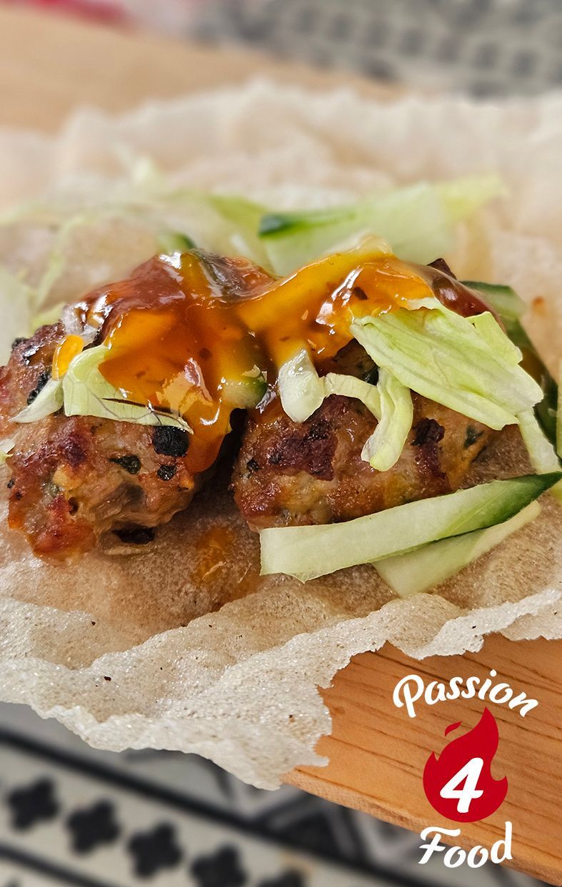 Gehaktballetjes op crispy rijstpapier