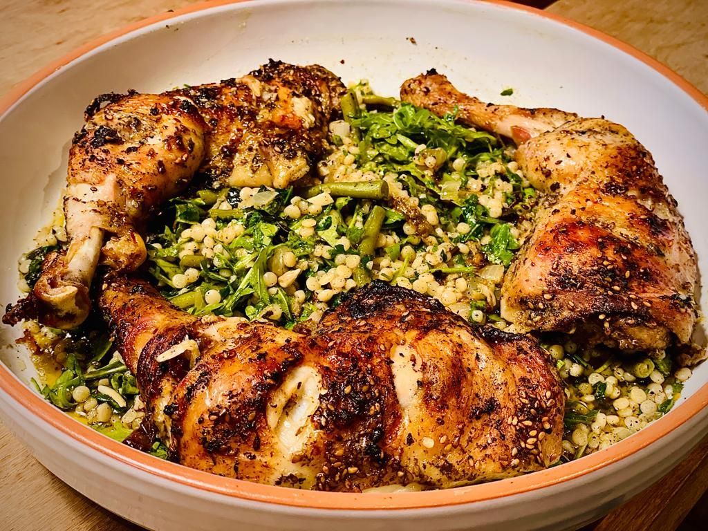 Maftoulsalade met Za'atarkip