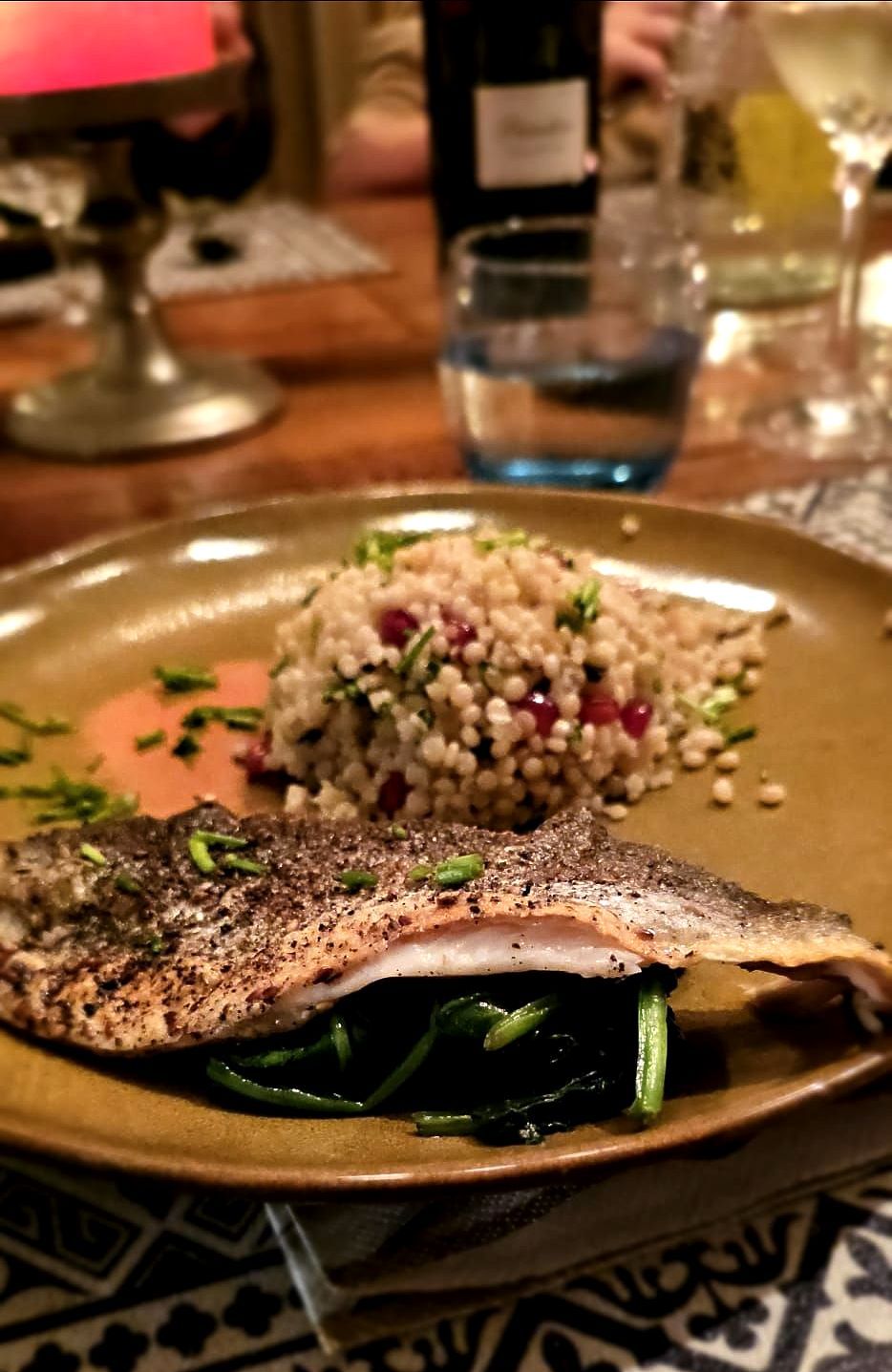 Za'atar Zeebaars met parelcouscous