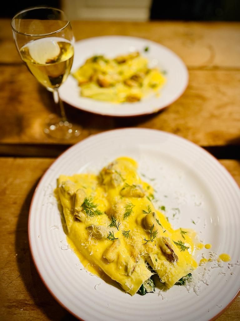Cannelloni con spinaci ricotta e cozze