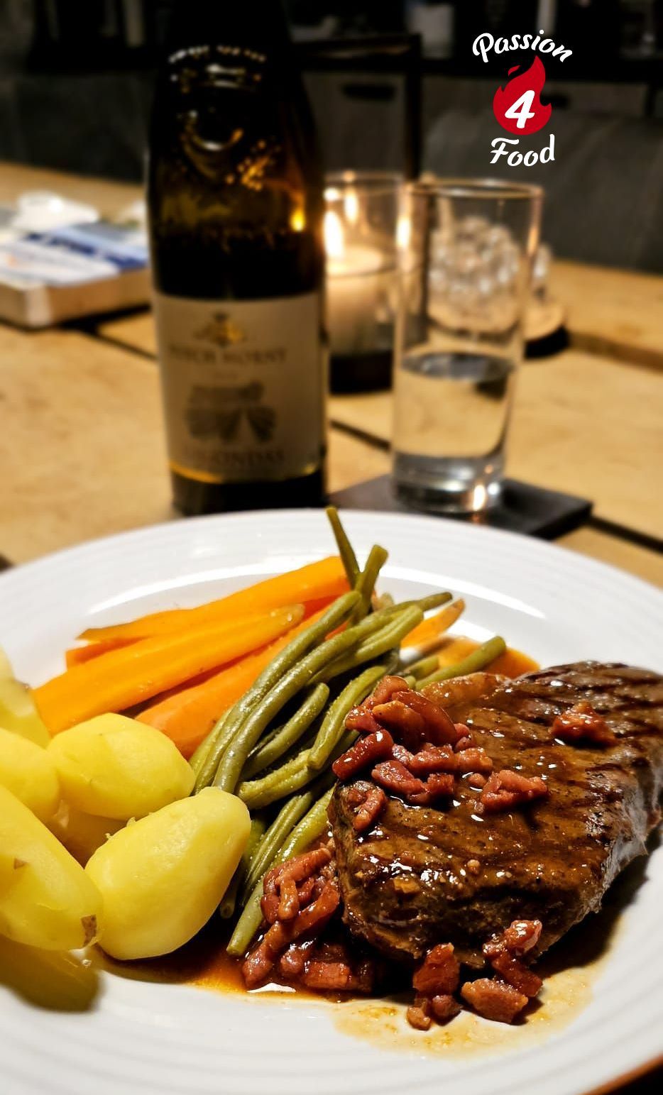 Sous-vide gegaarde Bizon entrecote.